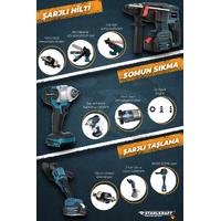DAWREEK STH 9950 58 VF 6 Lı MAX Plus Set Somun Sıkma + Hilti + Matkap + Taşlama + Daire Testeresi + Power bank fener