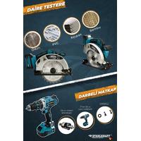 DAWREEK STH 9950 58 VF 6 Lı MAX Plus Set Somun Sıkma + Hilti + Matkap + Taşlama + Daire Testeresi + Power bank fener