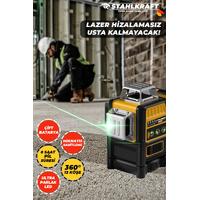STAHLKRAFT STH 8853  58 VF Çift Akülü  Çelik Madren Matkap 12 Köşe 360° Otomatik Hizalamalı Lazer +Yeşil Çizgili 