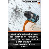 STAHLKRAFT STH 9280 Plus 650 Nm 58Vf 15 pil Akülü Kömürsüz Yüksek Tork Somun Sökme
