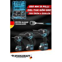 STAHLKRAFT STH 9280 Plus 650 Nm 58Vf 15 pil Akülü Kömürsüz Yüksek Tork Somun Sökme