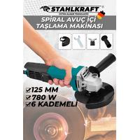 STAHLKRAFT STH 9854 6 Kademe Devir Ayarlı 780W 125 mm Spral Avuç İçi Taşlama 