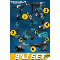 STAHLKRAFT STH 9948 58 VF 8 Lü MAX Plus Set Somun Sıkma + Hilti + Matkap + Taşlama + Budama Testere + Makas + Dekupaj + Power bank fener